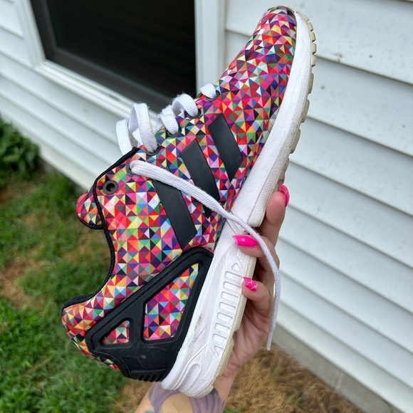 - PRE OWNED MEN’S ADIDAS ZX FLUX MULTICOLOR PRISM size 8 1/2 - Picture 5 of 16